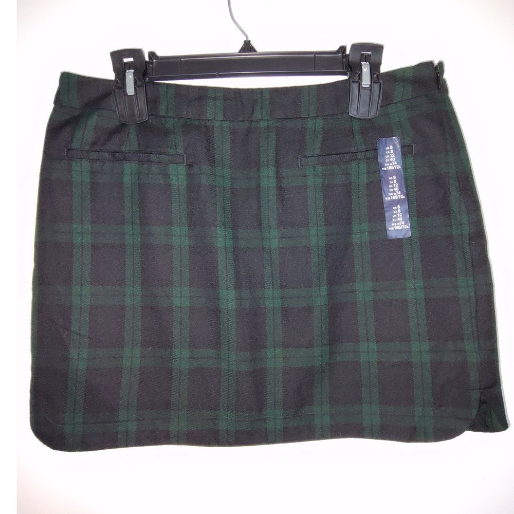 Gap Womens Green Navy Blue Black Watch Plaid Mini Skirt Size 8 Tartan Preppy